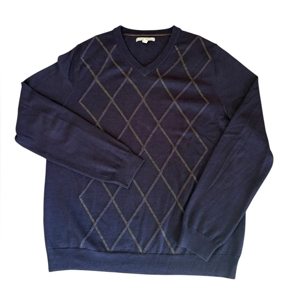 Nordstrom Extra Fine Merino Wool V Neck Sweater Purple Diamond Mens XL Tall